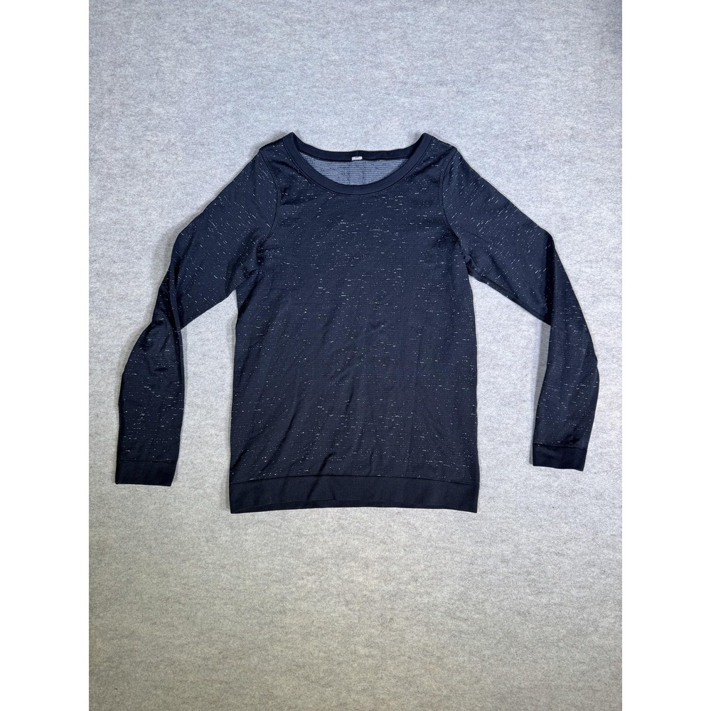Lululemon Shirt Womens Small Black Spotted Long Sleeve Crew Run Yoga Athletic